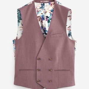 Next Men's Dusty Rose Double-Breasted Vest